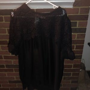 SZ XXL * chiffon and lace black mini dress